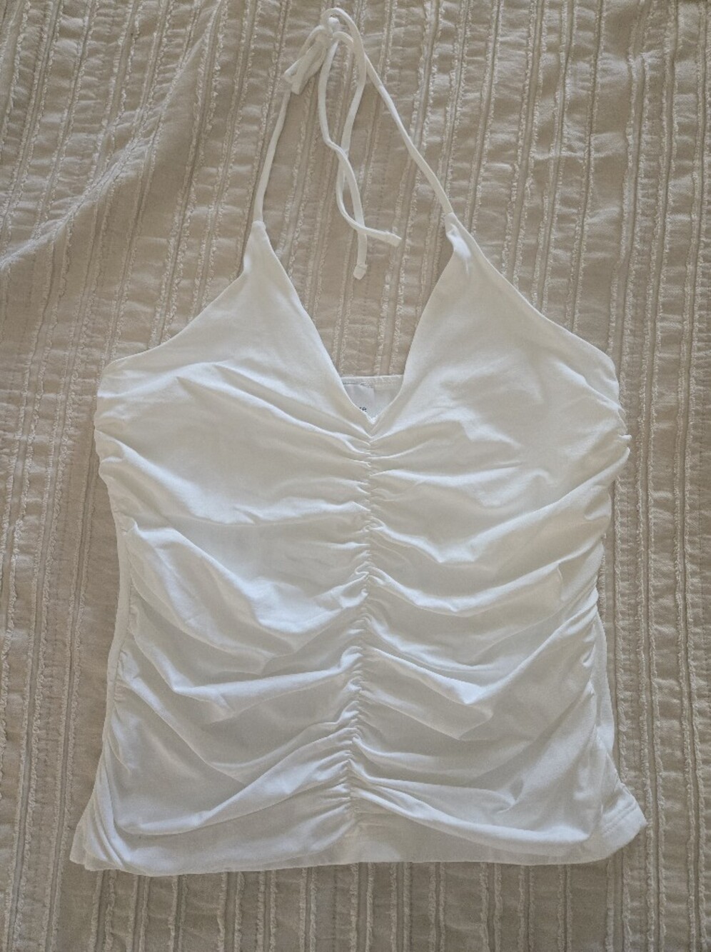 Anthropologie Mauve Ruched Halter Tank | White | Size M - Picture 3 of 8